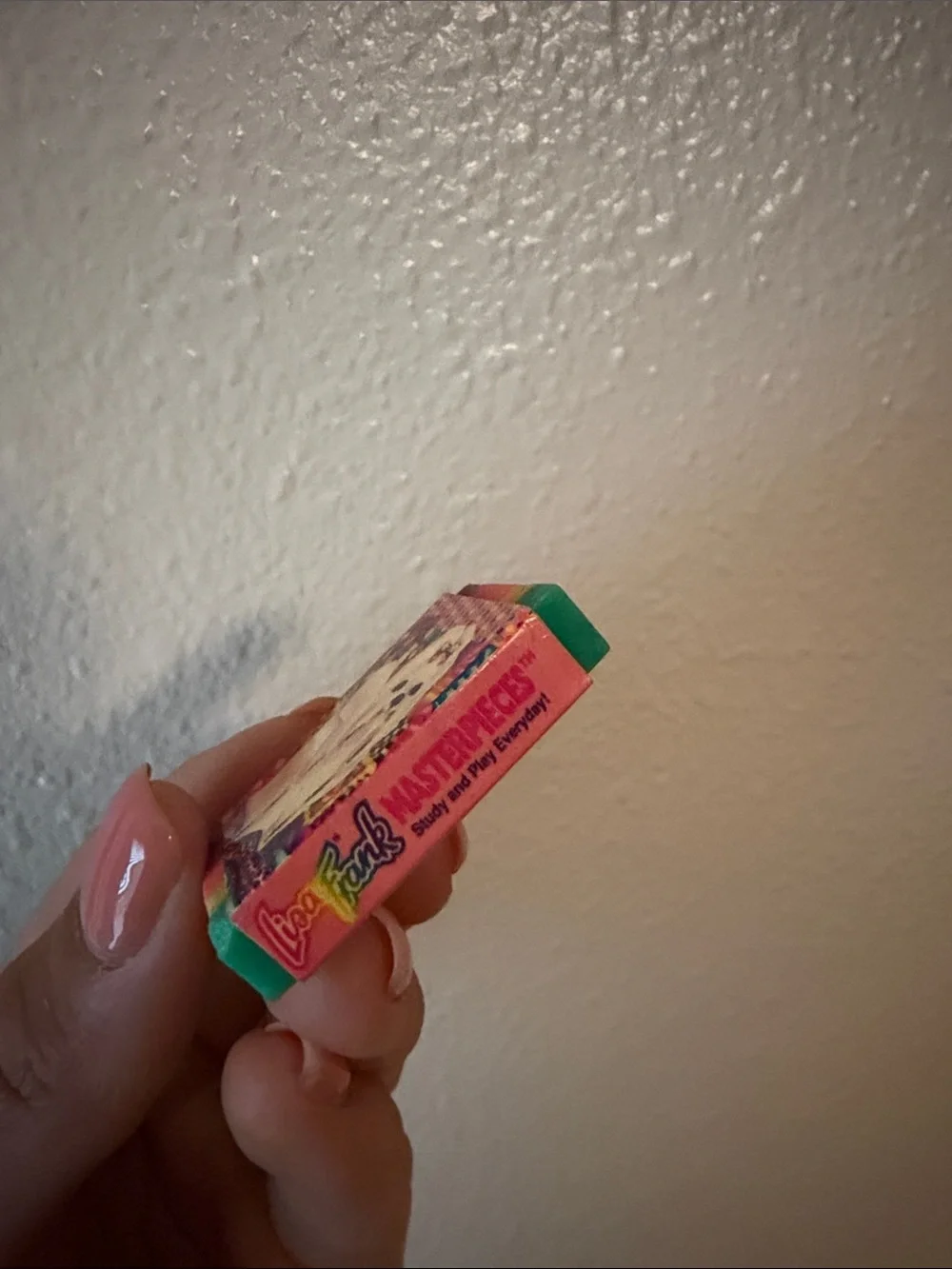Vintage Lisa Frank Masterpieces Eraser White Puppy Dog Rainbow Neon